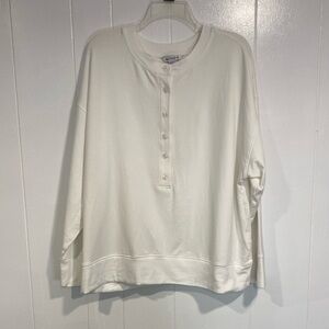 Athleta Sweatshirt Button-Up Super Soft Oversized White Size Extra Large